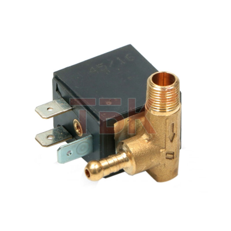 Клапан электромагнитный левый 90 градусов 1/8'  d1/8" катушка OLAB 6000BH/K5FV 230В фото